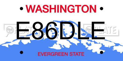 E86DLE Washington License Plate