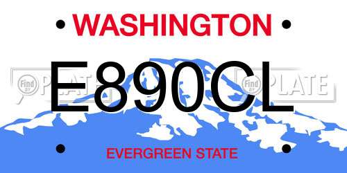 E890CL Washington License Plate