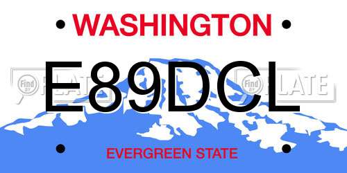 E89DCL Washington License Plate