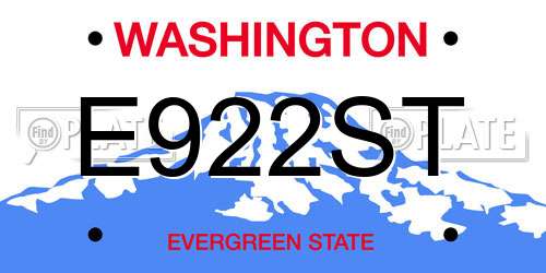 E922ST Washington License Plate