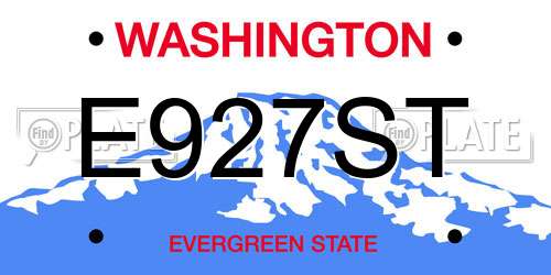 E927ST Washington License Plate