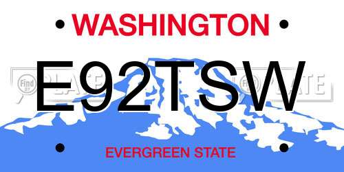E92TSW Washington License Plate