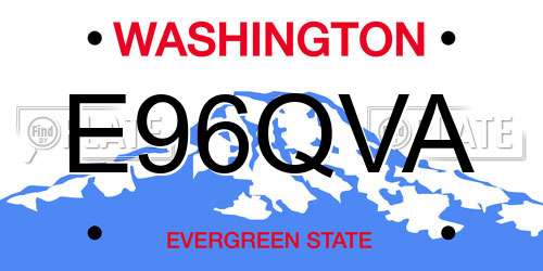 E96QVA Washington License Plate
