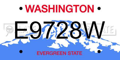 E9728W Washington License Plate