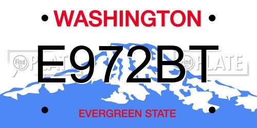 E972BT Washington License Plate