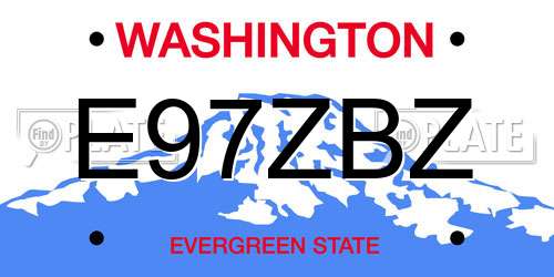 E97ZBZ Washington License Plate