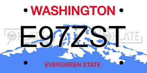 E97ZST Washington License Plate