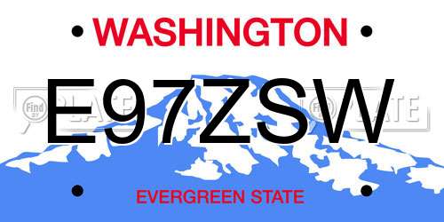 E97ZSW Washington License Plate