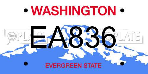 EA836 Washington License Plate