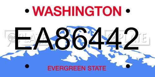EA86442 Washington License Plate