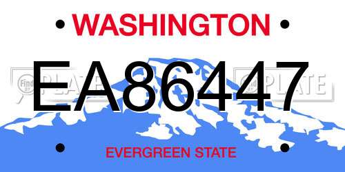 EA86447 Washington License Plate