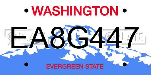 EA8G447 Washington License Plate