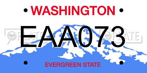 EAA073 Washington License Plate