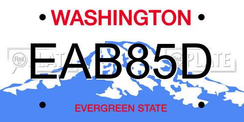 EAB85D Washington License Plate