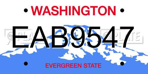 EAB9547 Washington License Plate