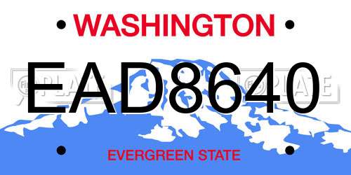 EAD8640 Washington License Plate