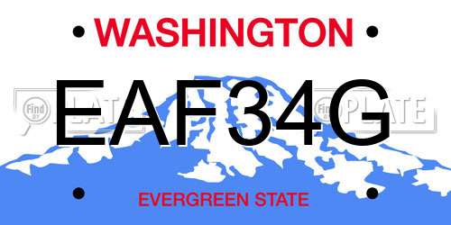EAF34G Washington License Plate
