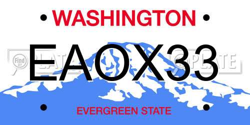 EAOX33 Washington License Plate