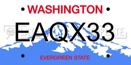EAQX33 Washington License Plate
