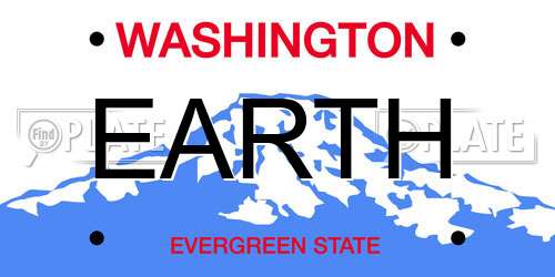 EARTH Washington License Plate