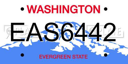 EAS6442 Washington License Plate