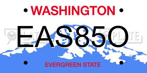 EAS85O Washington License Plate