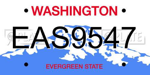 EAS9547 Washington License Plate