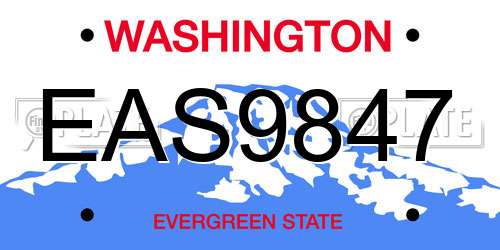EAS9847 Washington License Plate