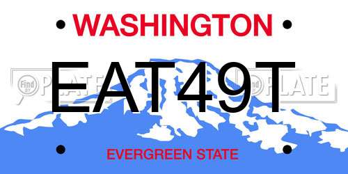 EAT49T Washington License Plate