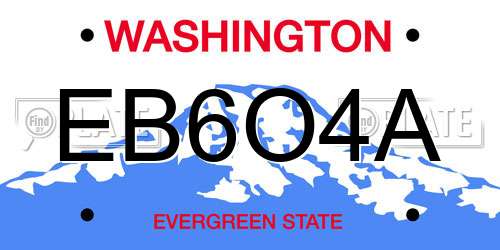 EB6O4A Washington License Plate