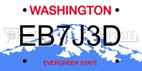 EB7J3D Washington License Plate