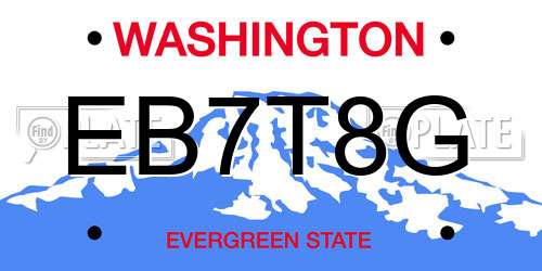 EB7T8G Washington License Plate