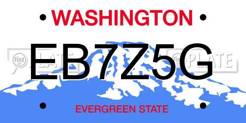 EB7Z5G Washington License Plate