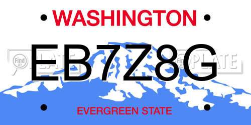 EB7Z8G Washington License Plate