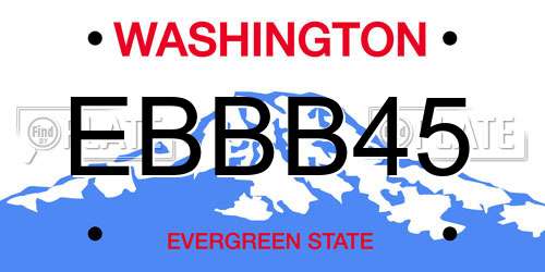EBBB45 Washington License Plate