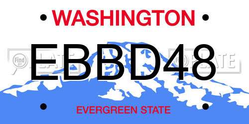 EBBD48 Washington License Plate
