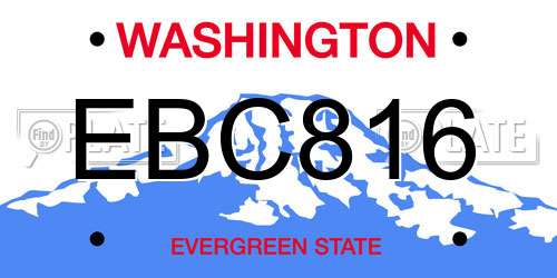 EBC816 Washington License Plate