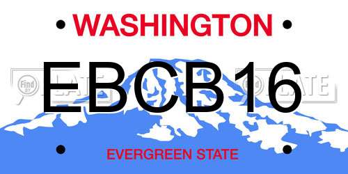 EBCB16 Washington License Plate