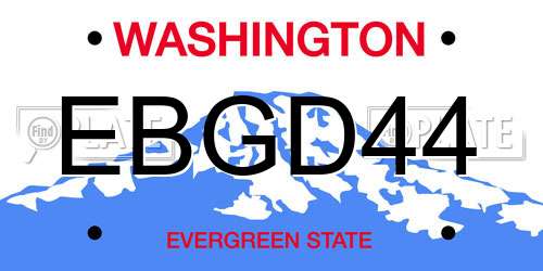 EBGD44 Washington License Plate