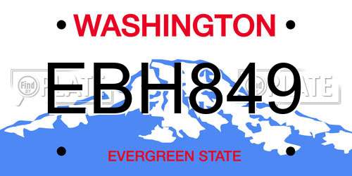 EBH849 Washington License Plate