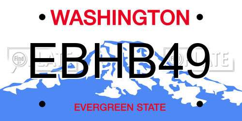 EBHB49 Washington License Plate