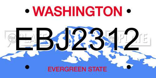 EBJ2312 Washington License Plate