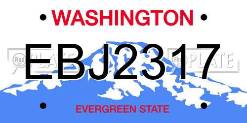 EBJ2317 Washington License Plate
