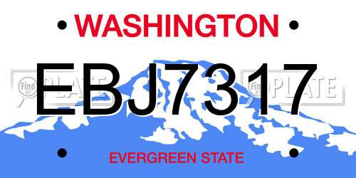 EBJ7317 Washington License Plate