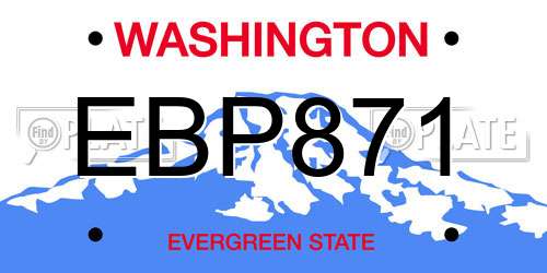 EBP871 Washington License Plate