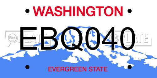 EBQ040 Washington License Plate