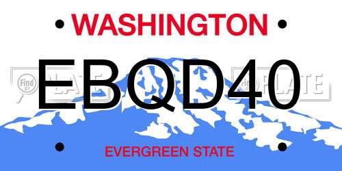 EBQD40 Washington License Plate