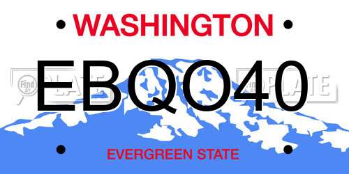 EBQO40 Washington License Plate