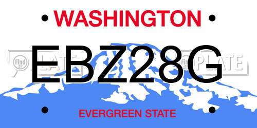 EBZ28G Washington License Plate