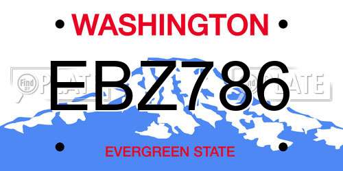 EBZ786 Washington License Plate